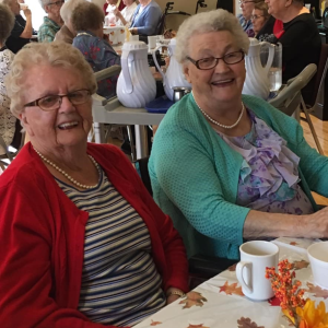 Residents at Pleasantview Manor in the outport village of Lewisporte, Newfoundland enjoy a post-performance tea service. Photo credit: Pleasantview Manor.