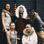 Members of Tupiq Arctic Circus Troupe: Saali Kuata, Michael Nappatuk, Charlie Makiuk, Minnie Ningiuruvik and Sarah Ainalik. Photo: Danielle Bouchard